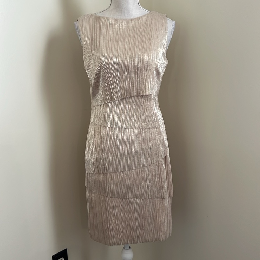 Alex Marie Elegant Gold Sleeveless Dress - Picture 5 of 15